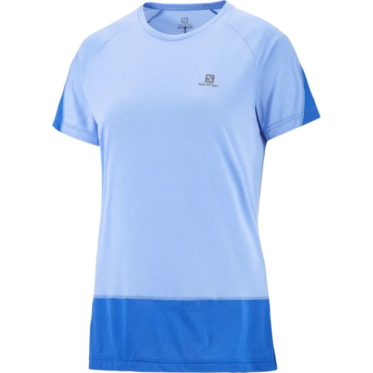 Camiseta Salomon Cross Run Curta Sleeve Feminino Azuis | PT G86543